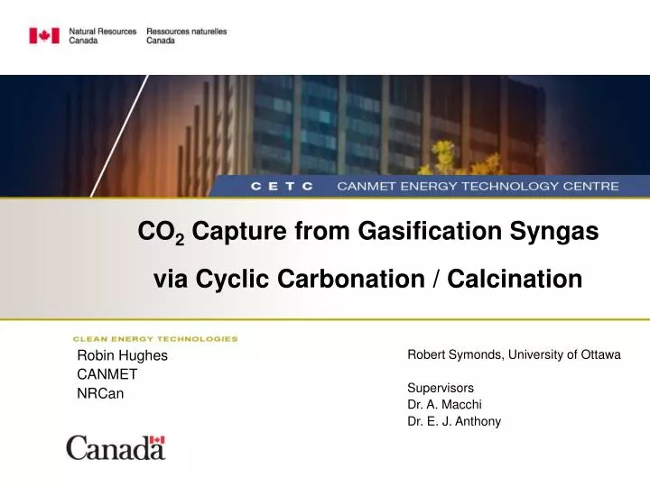 co 2 capture from gasification syngas via cyclic carbonation calcination