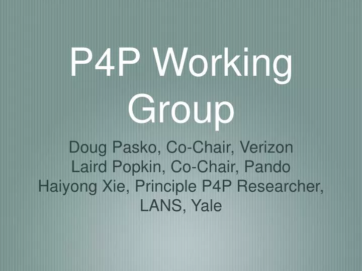 p4p working group