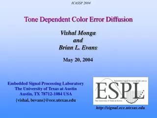 Tone Dependent Color Error Diffusion
