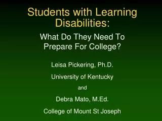 Students with Learning Disabilities: