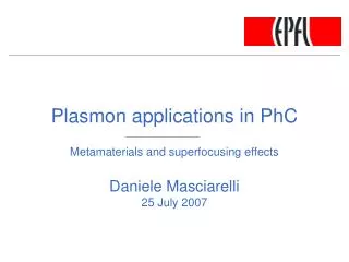 Plasmon applications in PhC