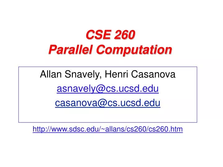 cse 260 parallel computation