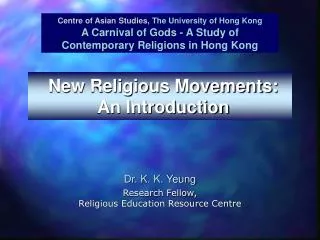 New Religious Movements: An Introduction