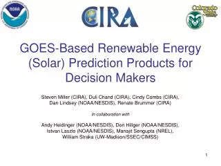 GOES-Based Renewable Energy (Solar) Prediction Products for Decision Makers