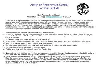 Design an Analemmatic Sundial For Your Latitude