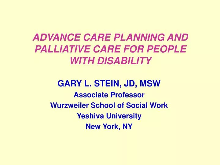 advance care planning and palliative care for people with disability