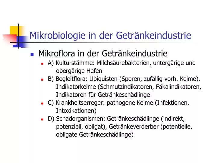 mikrobiologie in der getr nkeindustrie