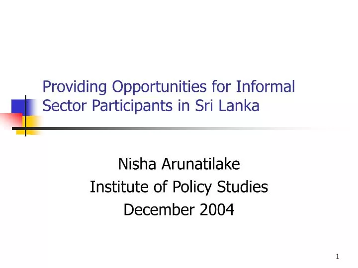 providing opportunities for informal sector participants in sri lanka