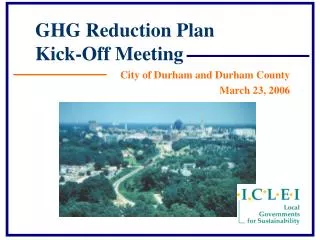 GHG Reduction Plan Kick-Off Meeting