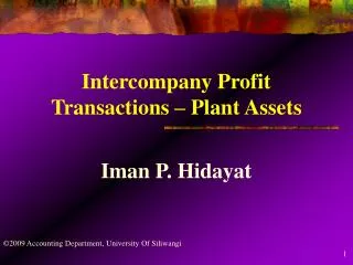 Intercompany Profit Transactions – Plant Assets