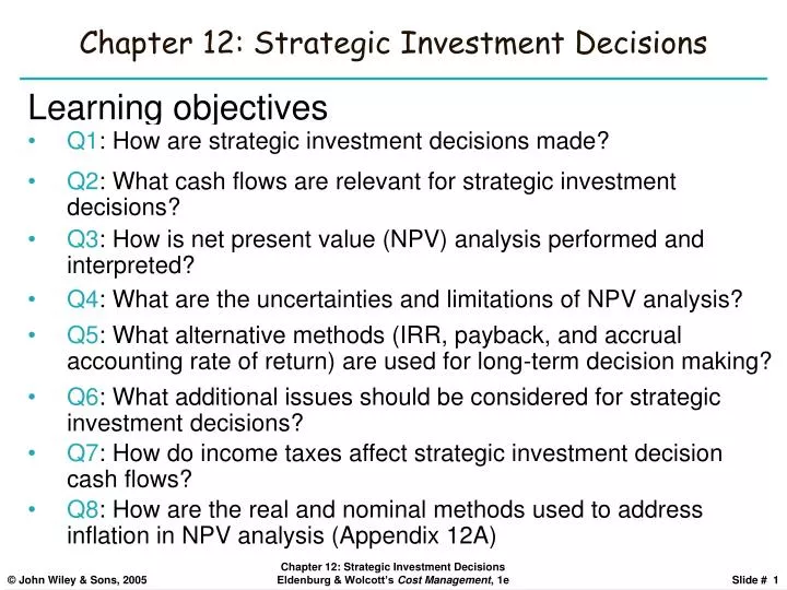 chapter 12 strategic investment decisions