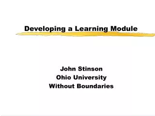 Developing a Learning Module