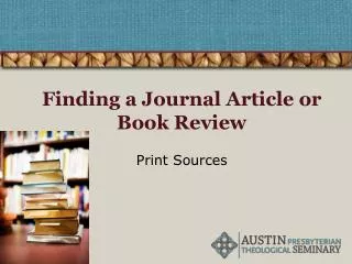 Finding a Journal Article or Book Review