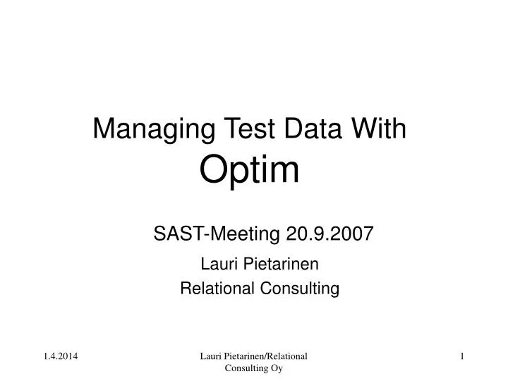 managing test data with optim