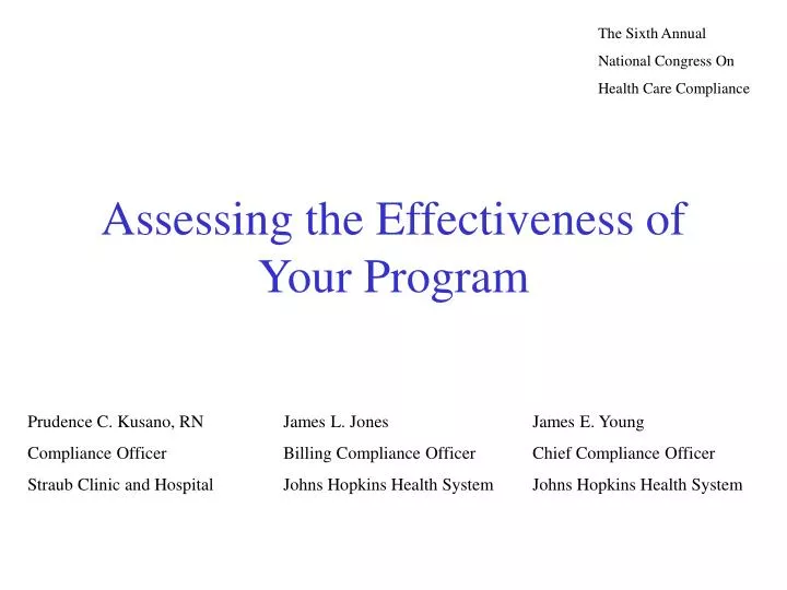 assessing the effectiveness of your program