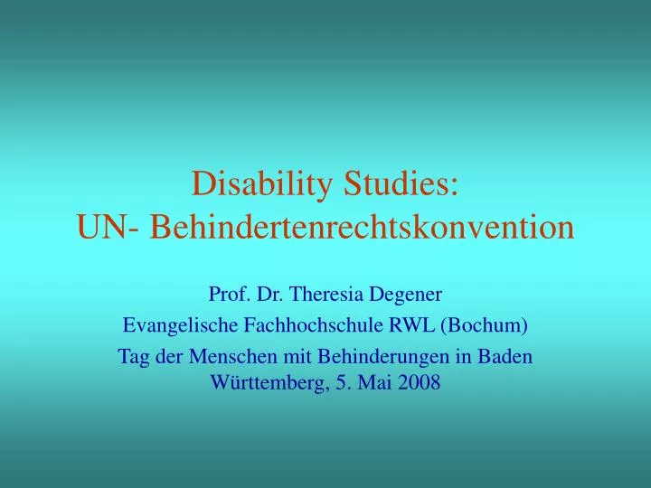 disability studies un behindertenrechtskonvention
