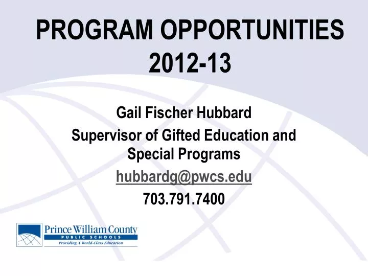 program opportunities 2012 13