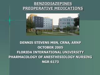 BENZODIAZEPINES PREOPERATIVE MEDICATIONS