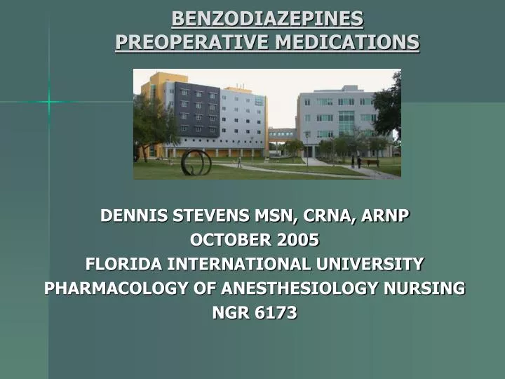 benzodiazepines preoperative medications