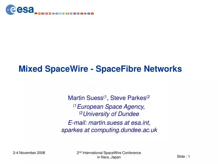 mixed spacewire spacefibre networks