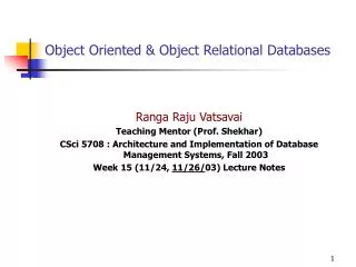 Object Oriented &amp; Object Relational Databases