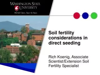 Soil fertility considerations in direct seeding