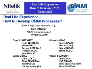 Real Life Experience How to Develop CMMI Processes?