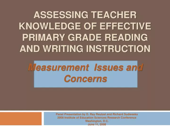 assessing teacher knowledge of effective primary grade reading and writing instruction