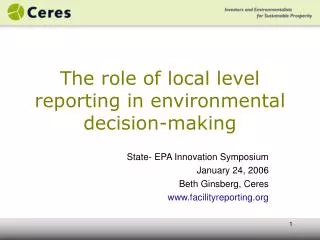 The role of local level reporting in environmental decision-making