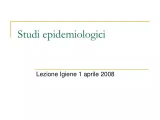 Studi epidemiologici