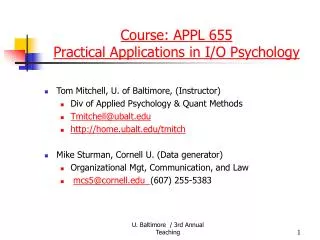 Course: APPL 655 Practical Applications in I/O Psychology