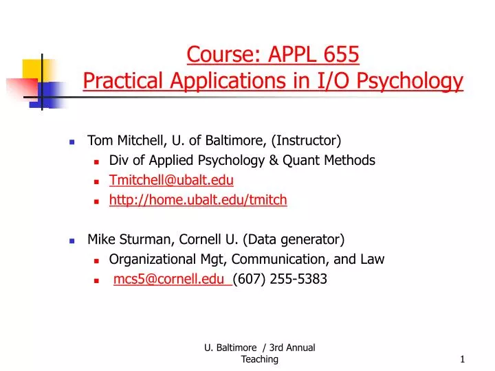 course appl 655 practical applications in i o psychology