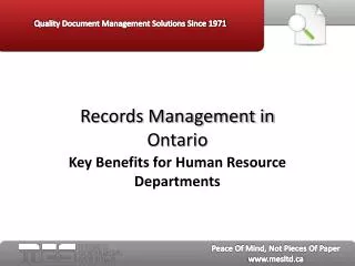 Records Management in Ontario - Key Benefits for Human Resou