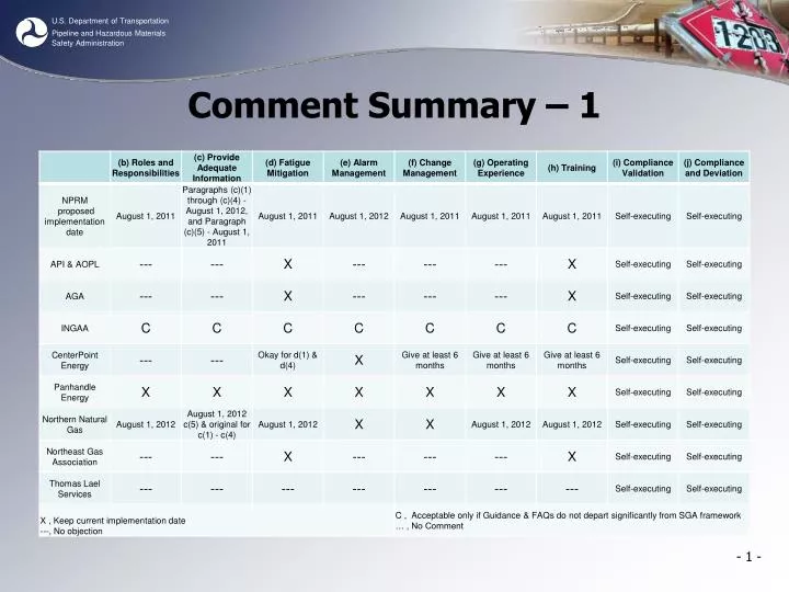 comment summary 1