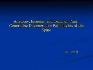 Anatomy, Imaging, and Common Pain-Generating Degenerative Pathologies of the Spine