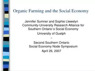 Organic Farming and the Social Economy