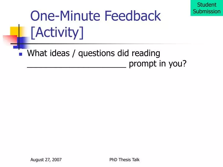 one minute feedback activity