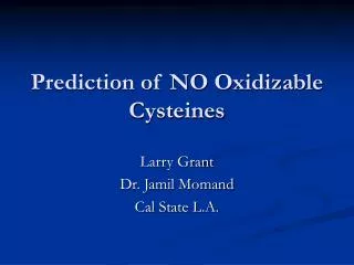 Prediction of NO Oxidizable Cysteines
