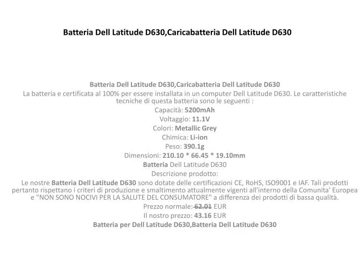 batteria dell latitude d630 caricabatteria dell latitude d630