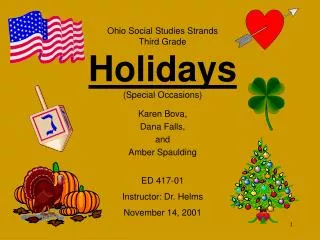 Ohio Social Studies Strands Third Grade Holidays (Special Occasions)