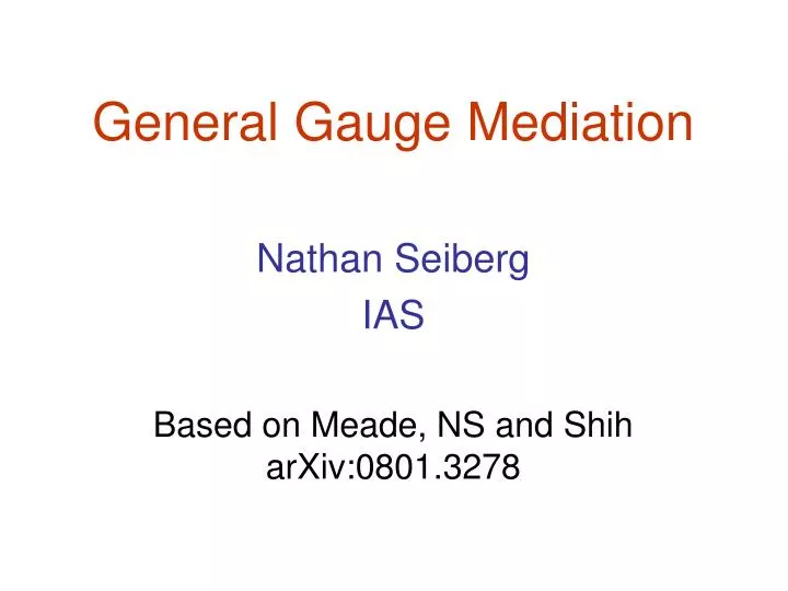 general gauge mediation