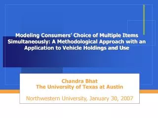 Modeling Consumers’ Choice of Multiple Items Simultaneously: A Methodological Approach with an Application to Vehicle Ho