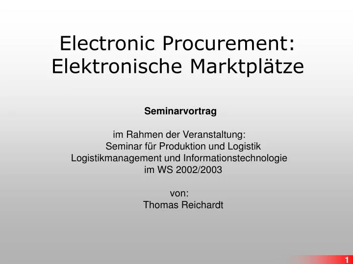 electronic procurement elektronische marktpl tze