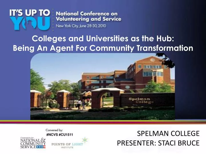 colleges and universities as the hub being an agent for community transformation