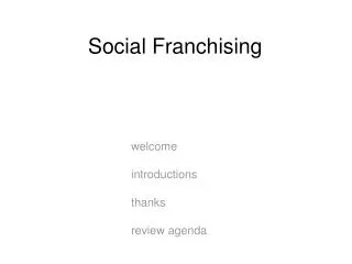 Social Franchising
