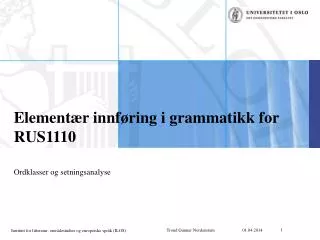 Elementær innføring i grammatikk for RUS1110