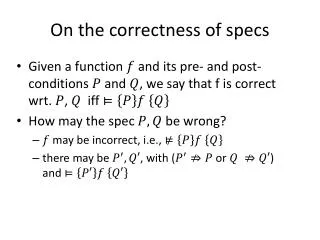 On the correctness of specs