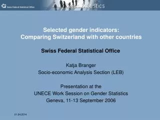 Selected gender indicators: Comparing Switzerland with other countries
