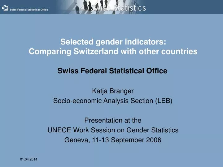 selected gender indicators comparing switzerland with other countries