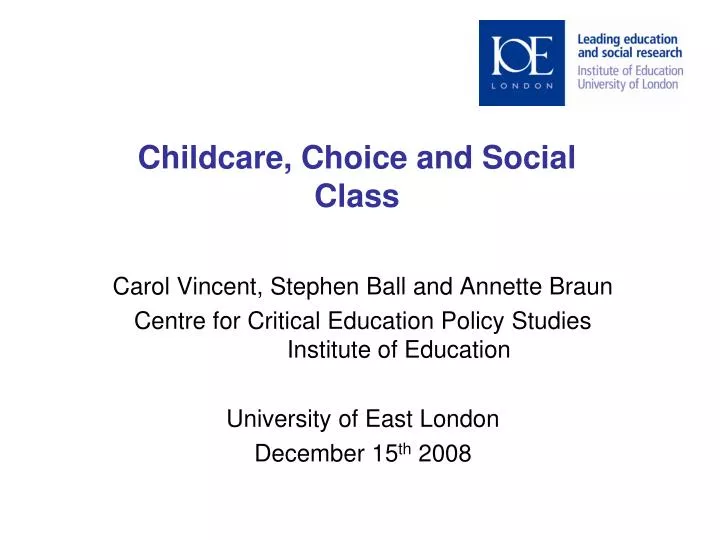 childcare choice and social class